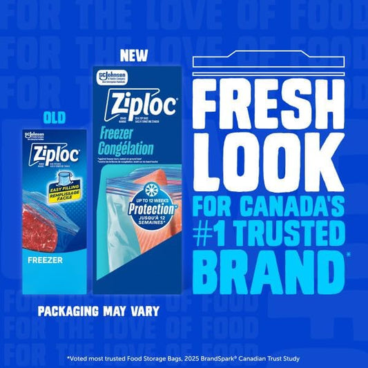 Ziploc Medium Freezer Bags, Prevents Freezer Burn, Microwave & Freezer Safe, New Stay-Open Design, Stand-Up Bottom, 72 Count