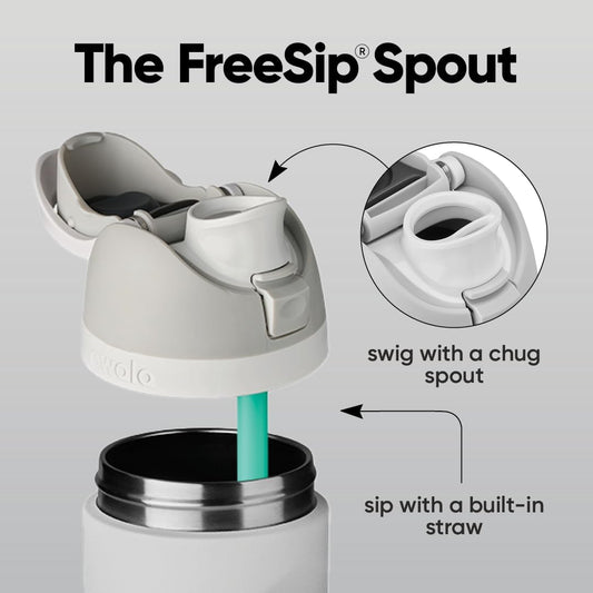 Owala FreeSip Insulated Stainless Steel Water Bottle with Straw for Sports and Travel, BPA-Free, 24-oz, Shy Marshmallow