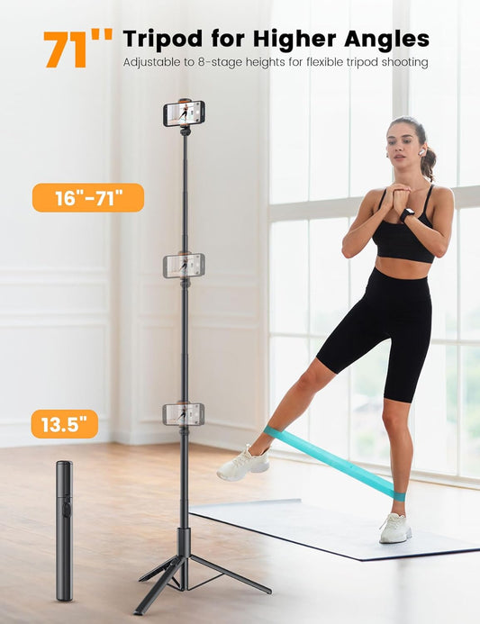 ANXRE 71" Phone Tripod, NT79 Extendable Selfie Stick for Cell Phone&Camera Photo Video Kits, Travel Tripod Stand with Remote for Filming Video Recording Compatible with Smartphone Camera Gopro
