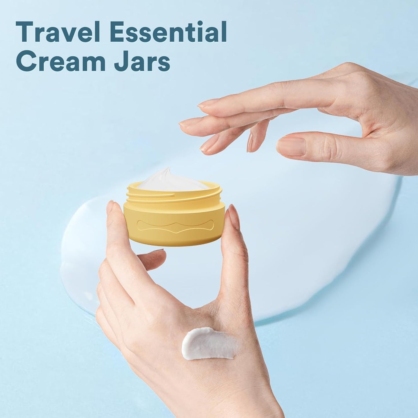 Ceecysaa Travel Containers for Toiletries, TSA Approved Silicone Cream Jars, Size Containers with Lids, Travel Accessories with Lid for Cosmetic Face Body Hand Cream (4 Pack)