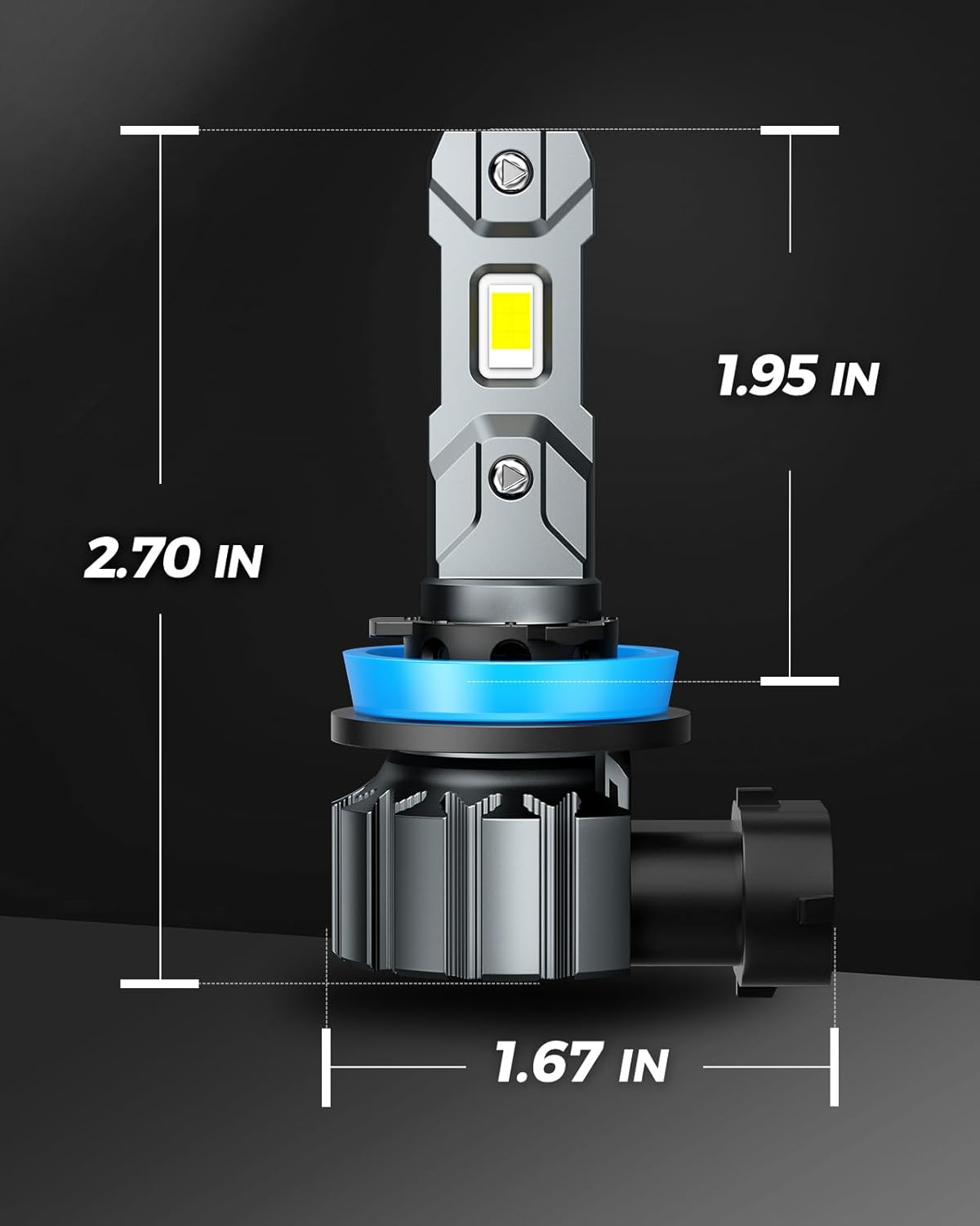 Marsauto H11 H9 H8 LED Headlight Bulbs, 900% Super Bright, Real 1:1 Design LED Bulbs, 6000K Cool White Halogen Replacement, 3 Mins Plug and Play, IP68, Pack of 2