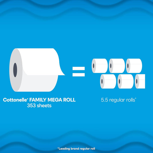 Cottonelle Toilet Paper, 24 Family Mega Rolls = 132 Regular Rolls (4 Packs of 6), Ultra Clean, Strong Bathroom Tissue, 353 Sheets per Roll, Packaging May Vary