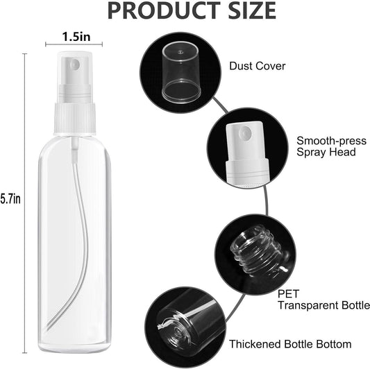 DTDNZKN 4 Pack 3.4 Oz (100ml) TSA Approved Travel Bottles, Travel Size Containers Spray Bottles with Labels - Fine Mist, Refillable, Reusable, Leak Proof