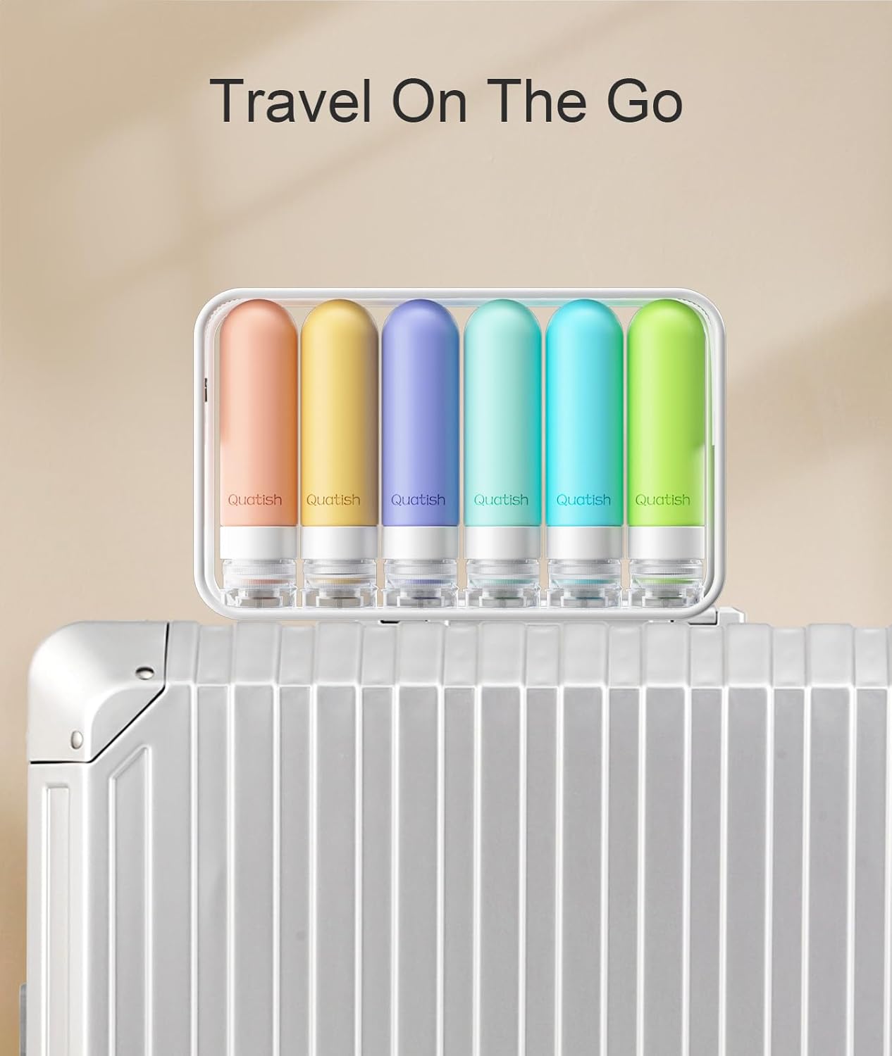 Quatish Travel Size Bottles 6 Pack, Original Patented 3 oz TSA Approved Travel Containers for Toiletries, BPA Free Silicone Travel Shampoo and Conditioner Bottles Leak Proof, Travel Essentials