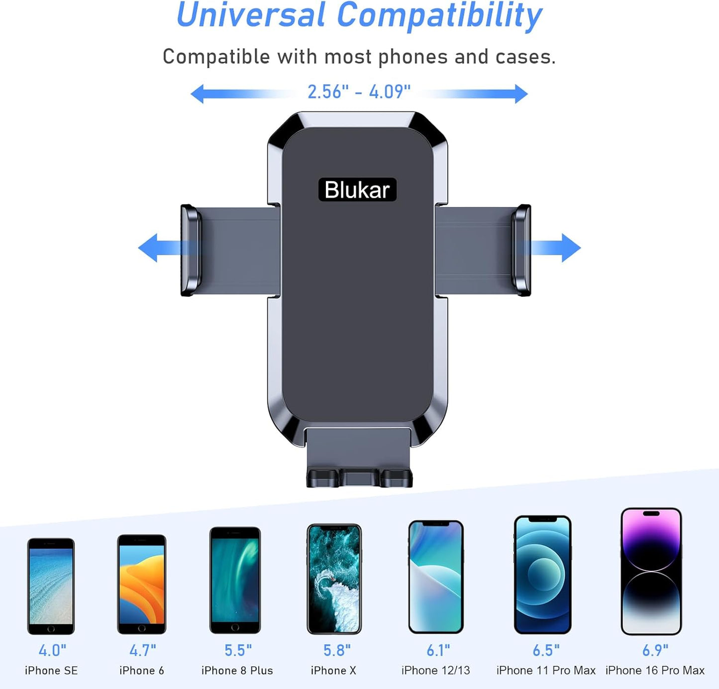 Blukar Car Phone Holder – Strong Suction, 360° Rotation, One-Hand Operation, Universal Smartphone Mount