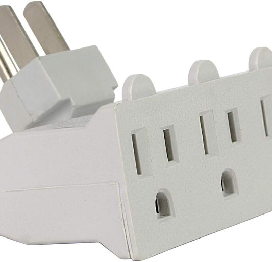 Globe Electric 46505 3-Outlet Lateral Swivel Grounded Wall Adapter Tap, White Finish