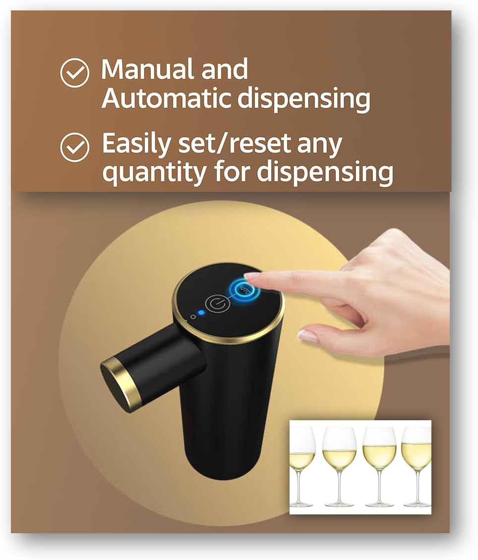 Automatic Wine Decanter - Electric Dispenser for Whiskey and Any Liquor - Portable, Food-Grade - Easy-Setup, Adjustable Measurement, Dual Mode, Perfect Accessory for Easter Gifting