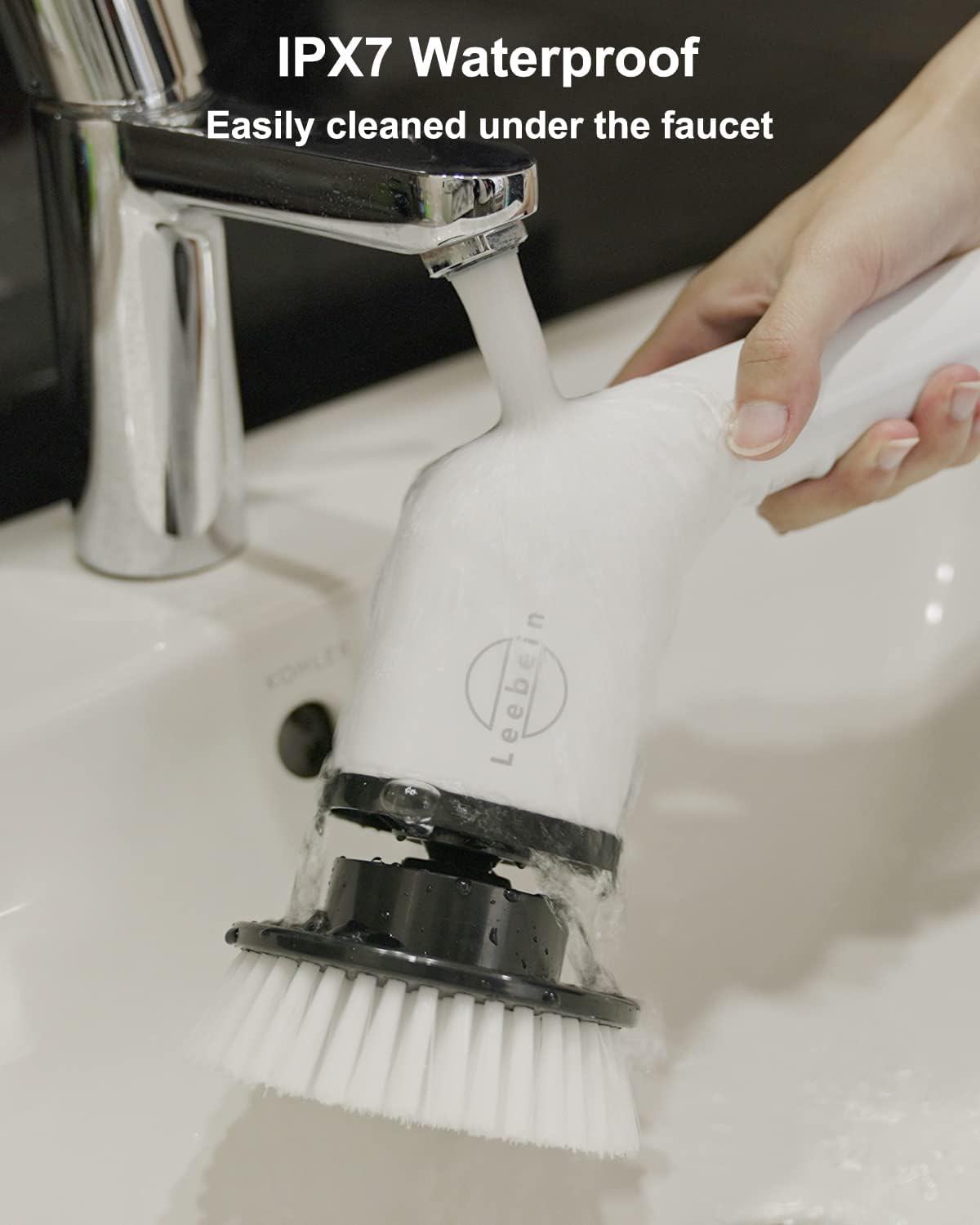 Leebein Electric Spin Scrubber, Cordless Cleaning Brush with 8 Replaceable Brush Heads, Tub and Floor Tile Power Scrubber Dual Speed with Adjustable & Detachable Handle for Bathroom Cleaning