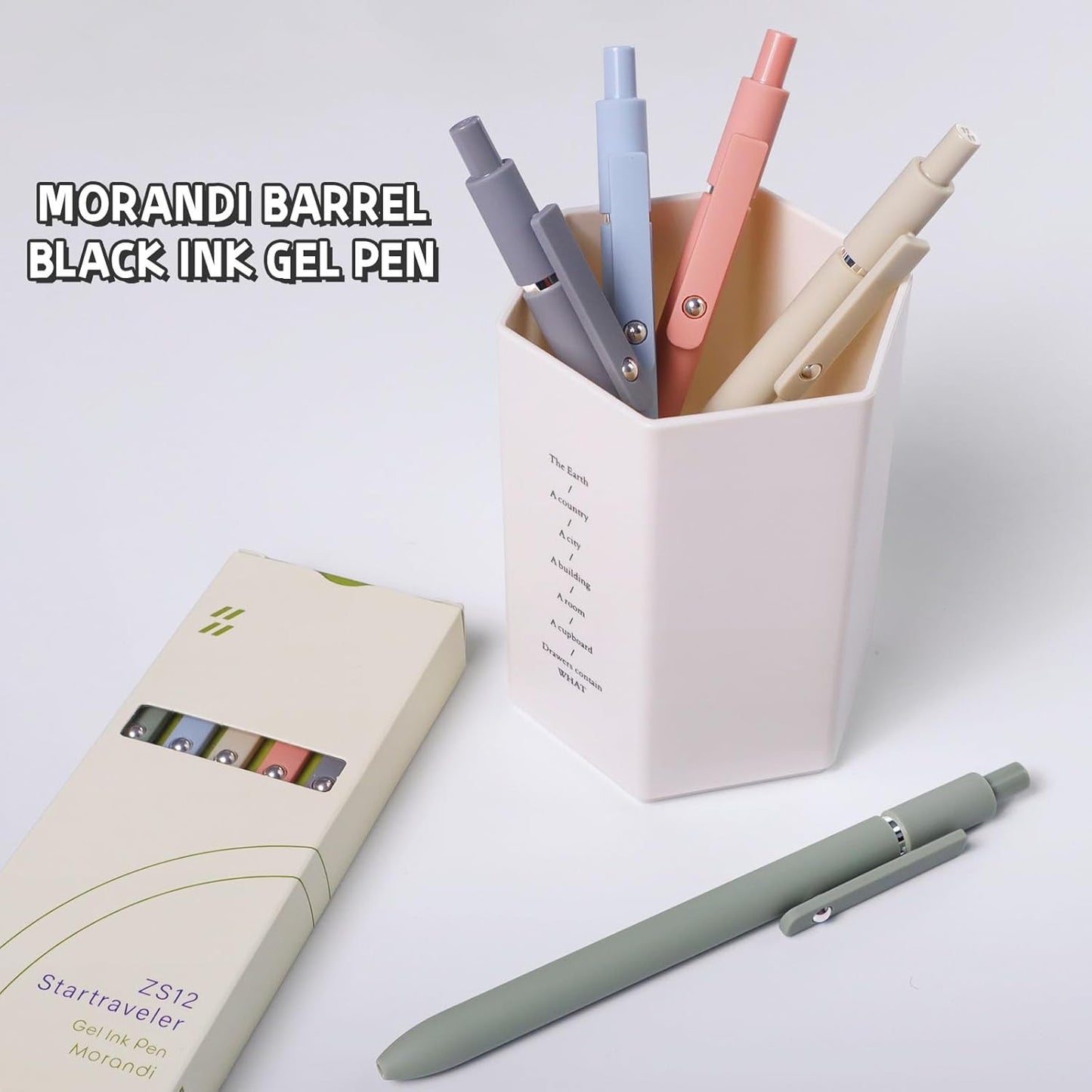 UIXJODO Gel Pens, 5 Pcs 0.5mm Black Ink Pens Fine Point Smooth Writing Pens, High-End Series Retractable Pens for Journaling Note Taking, Cute Office School Supplies Gifts for Women Men (Morandi)
