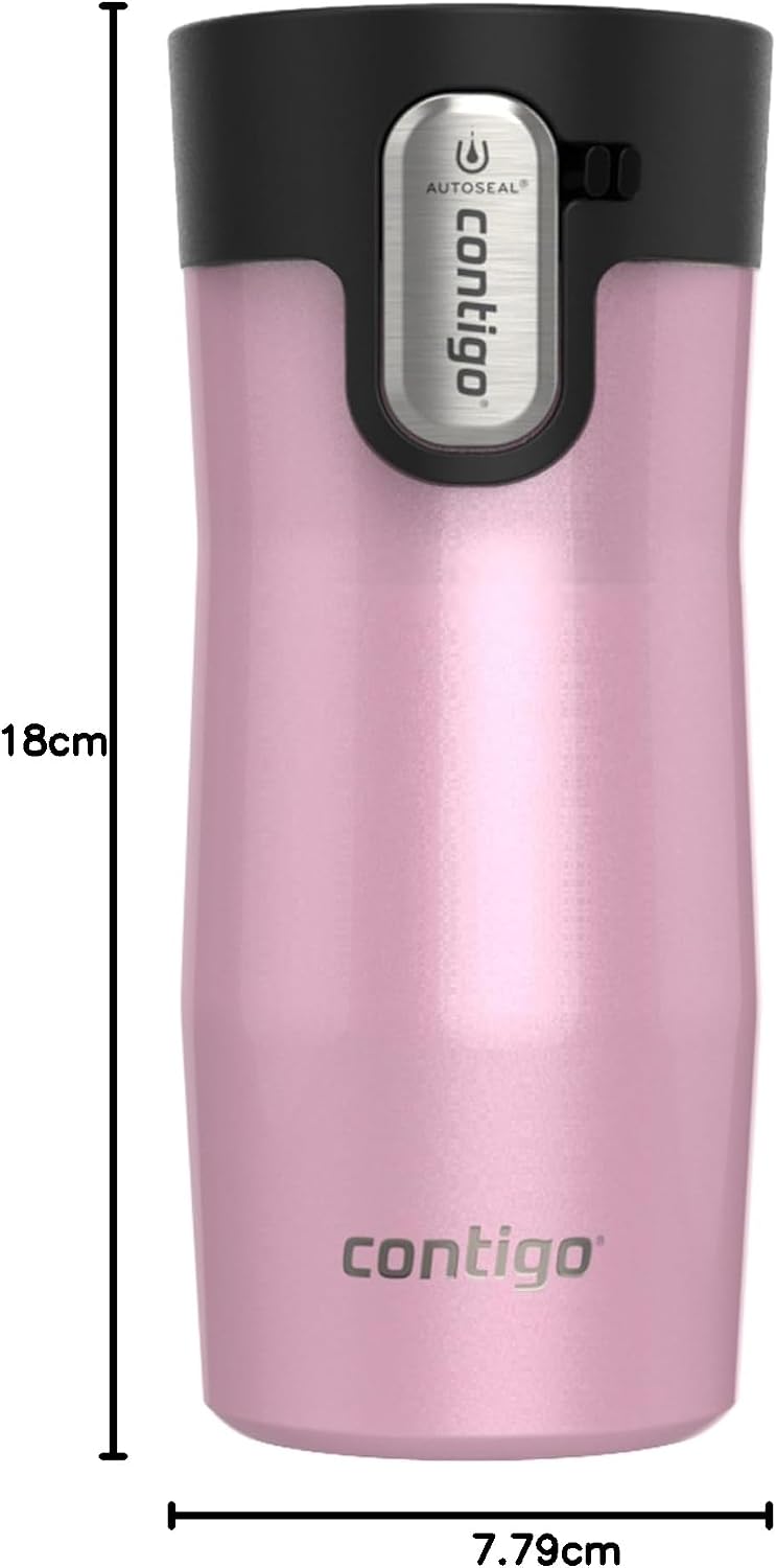 Contigo West Loop 3.0 Stainless Steel Travel Mug with Tea-Bag Hook & Spill-Proof Lid, Vacuum-Insulated Reusable Cup Coffee and Tea, 12 oz (354 mL), Strawberry Cream - Keeps Drinks Hot up to 8 Hours