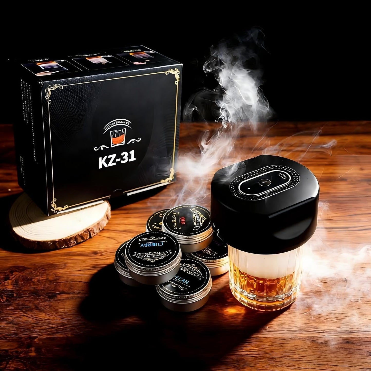Whiskey Smoker Kit -Electric Cocktail Smoker Kit with 6 Flavors Wood Chips, Rechargeable Old Fashioned Smoker Kit, Bourbon Smoker Kit, Drink Smoker Kit Gifts for Men/Dad/Husband