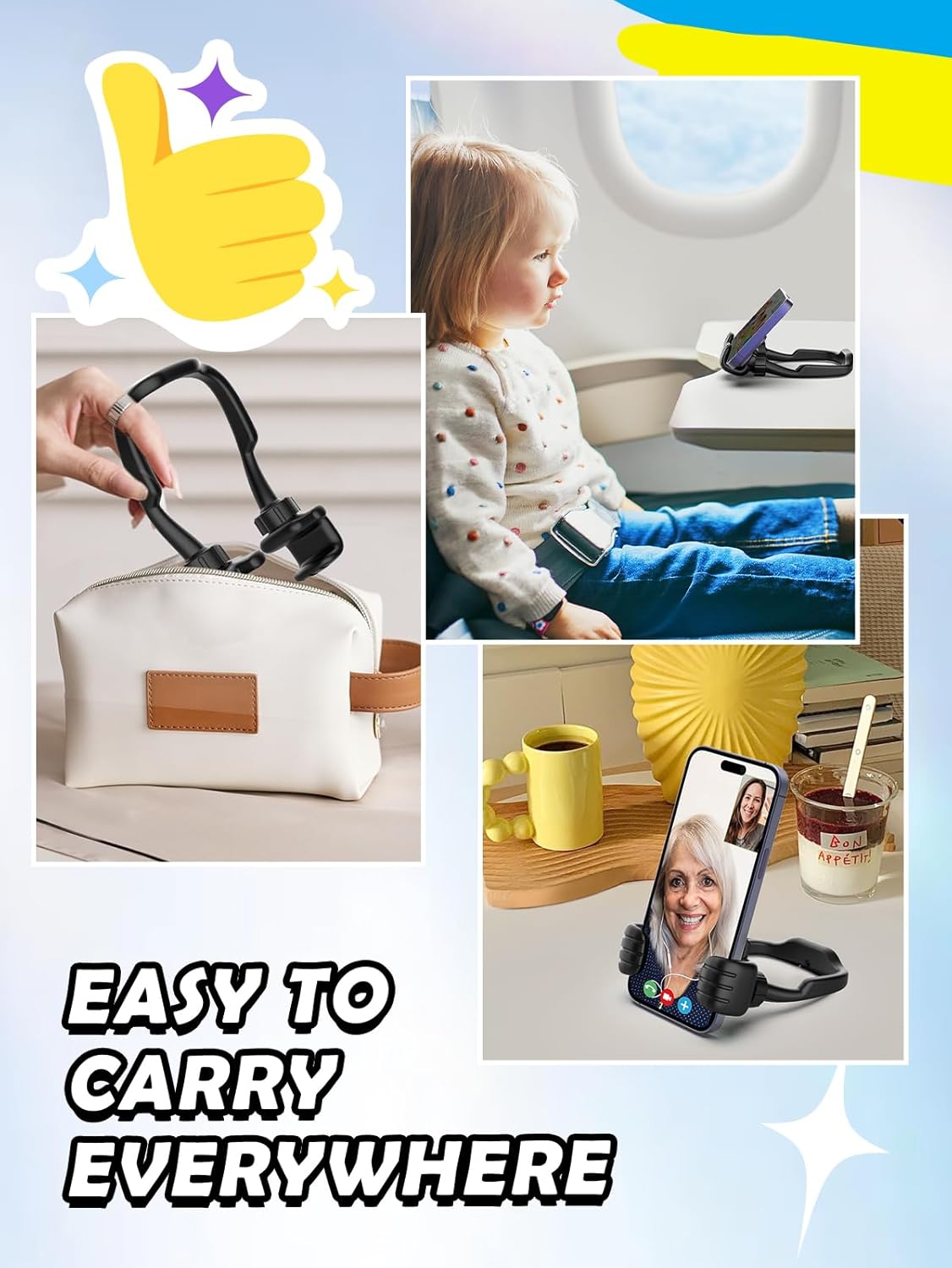 Easter Gifts for Kids Teens Girls Boys Him Men Ideas: Thumbs Up Lazy Phone Stand Cell Phone Holder Gifts for Boys Teenage Daughter Women Wife Adults Funny Easter Basket Stuffers-1 Pack Black