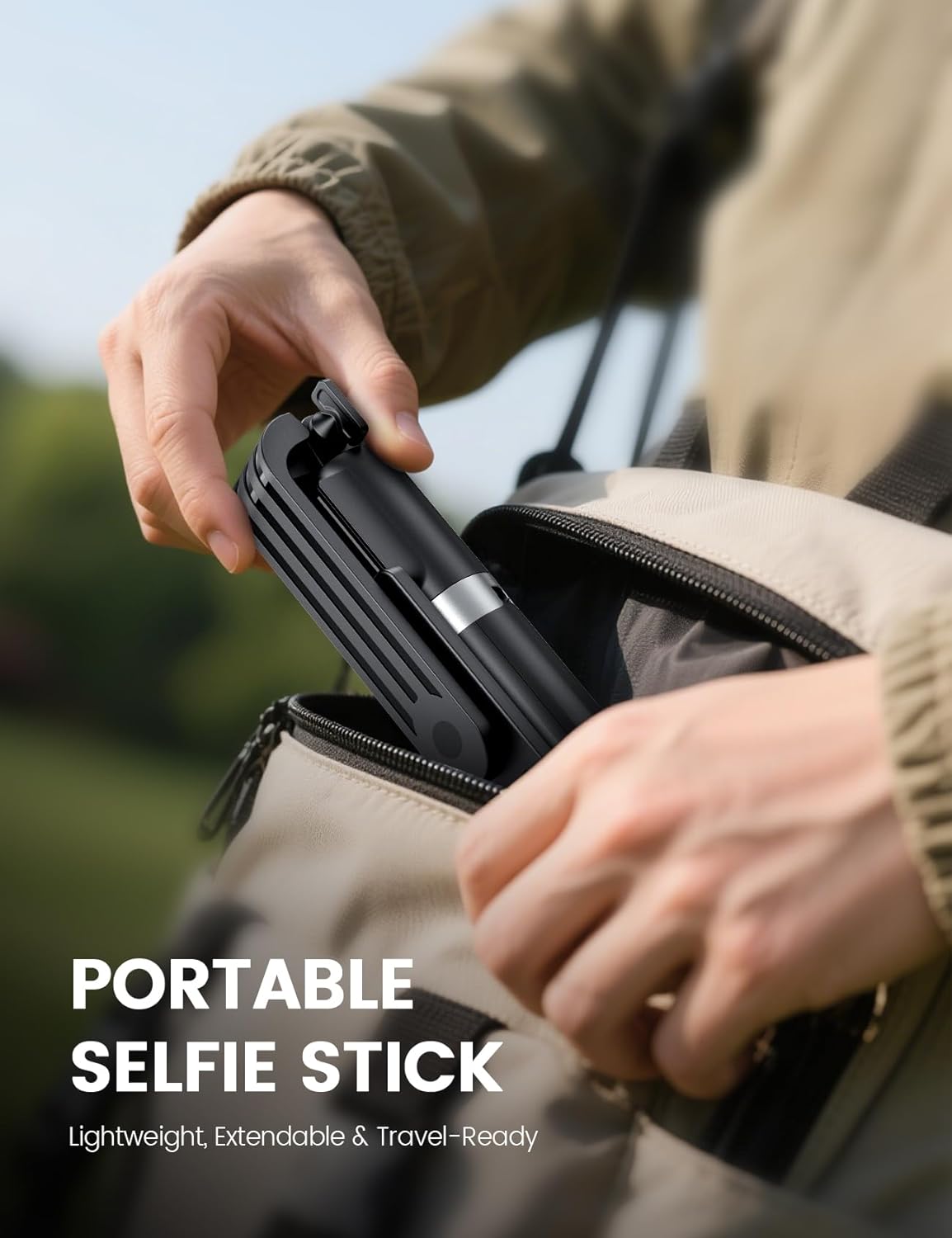 ANXRE Extendable Selfie Stick with Wireless Remote | Compact Portable for Travel, Compatible with iPhone Samsung Android Smartphones