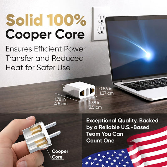 Unidapt European to Canada Plug Adapter, Unidapt Europe to US/CA Plug Adapter, EU to US Plug Converter, Travel from Europe to Type A Outlet, Power Travel Adapters European to Canada, America, Mexico