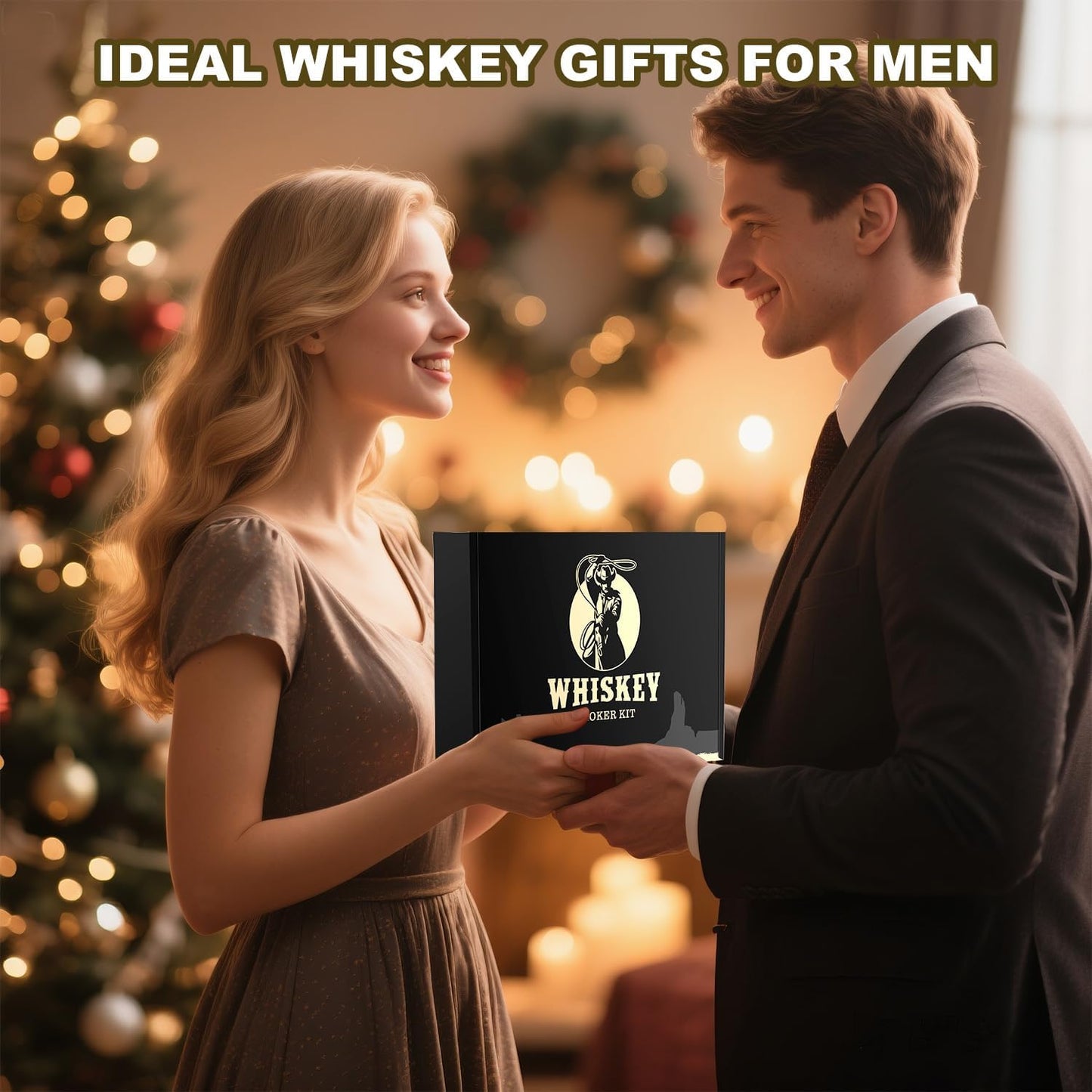 Electric Whiskey Smoker Kit - Old Fashioned Cocktail Smoker Kit with 6 Wood Chips No Butane Needed, Rechargeable Drink Smoker Set with Lights, Bourbon Gift Ideas for Men Dad Husband