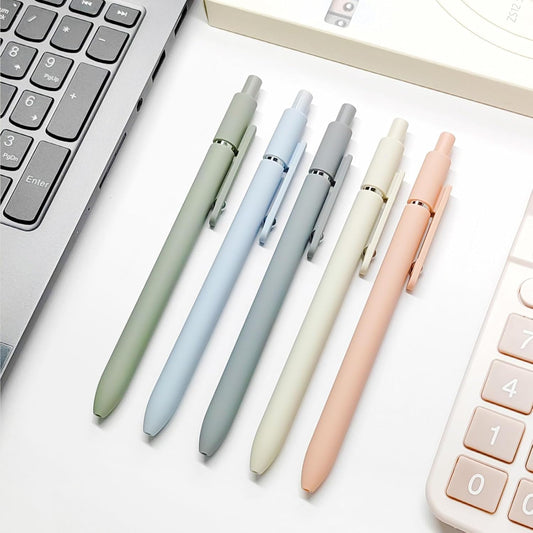 UIXJODO Gel Pens, 5 Pcs 0.5mm Black Ink Pens Fine Point Smooth Writing Pens, High-End Series Retractable Pens for Journaling Note Taking, Cute Office School Supplies Gifts for Women Men (Morandi)