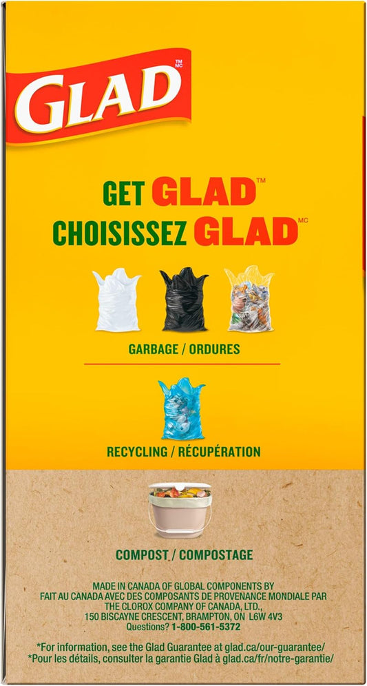 Glad 100% Compostable Bags - Small 10 Litres - Lemon scent 100 Compost Bags