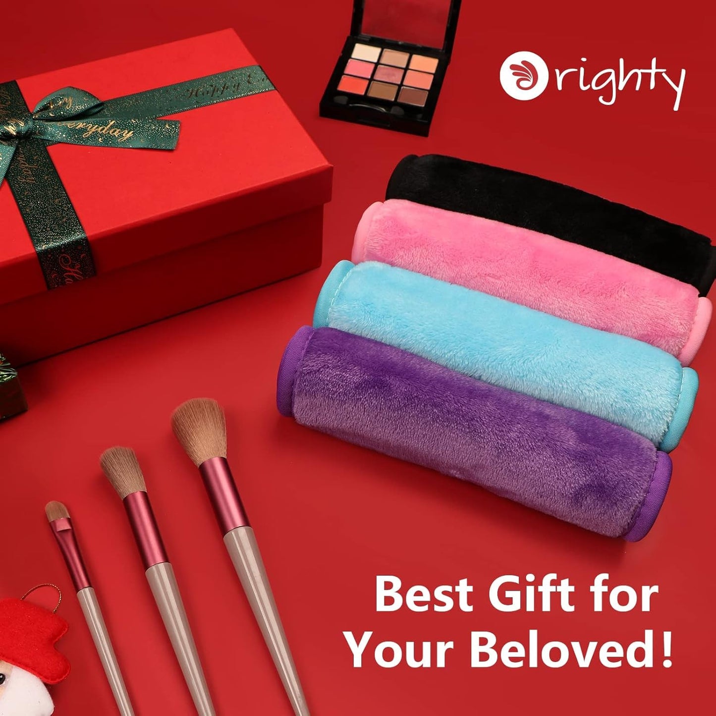 Orighty Makeup Remover Cloths Pack of 4, Reusable Microfiber Facial Cleansing Cloths, Remove Instantly Dirt, Makeup&Waterproof Mascara with Just Water, 15.5 x 7.5 in, Blue/Purple/Black/Pink