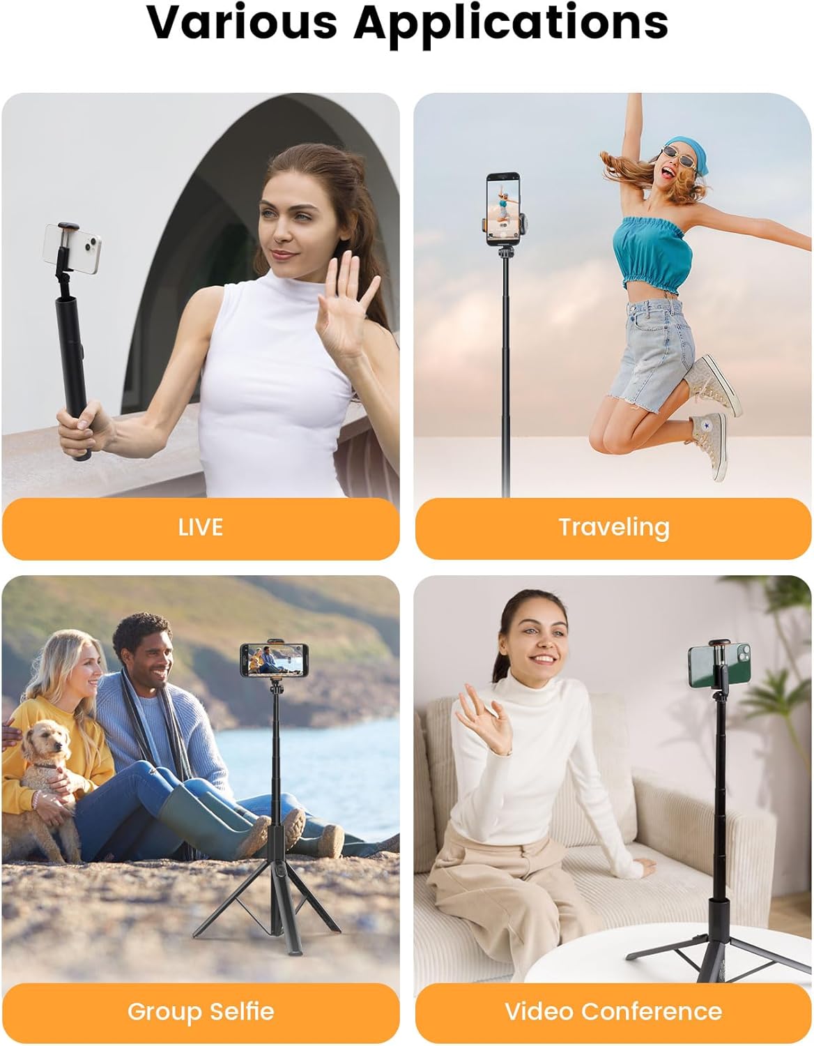 ANXRE 71" Phone Tripod, NT79 Extendable Selfie Stick for Cell Phone&Camera Photo Video Kits, Travel Tripod Stand with Remote for Filming Video Recording Compatible with Smartphone Camera Gopro
