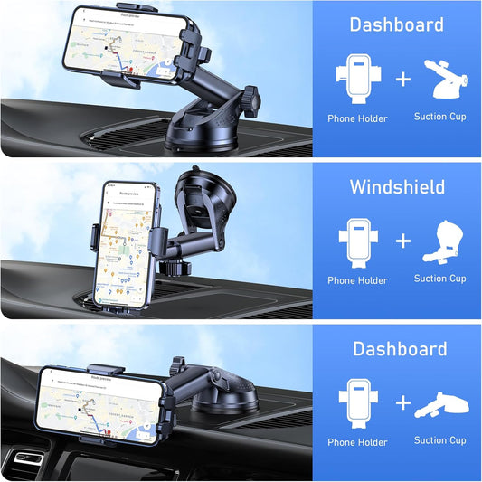 Blukar Car Phone Holder – Strong Suction, 360° Rotation, One-Hand Operation, Universal Smartphone Mount