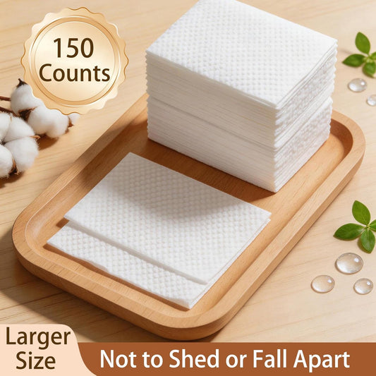 Square Cotton Pads 150 Counts Lager Size Cotton Makeup Remove Pads Not to Shed or Fall Apart Face Cotton Pads for Daily Skin Care, Lint-Free, 3.15'X3.94''