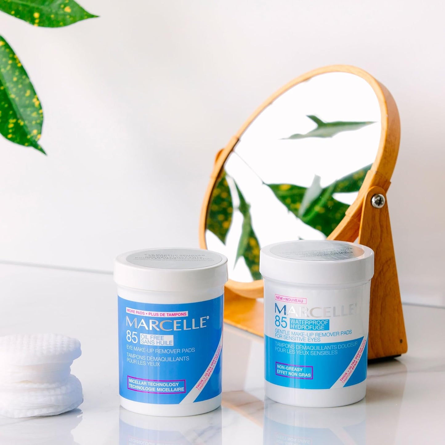 Marcelle Oil-Free Eye Make-Up Remover Pads, Sensitive Eyes, Long-Wearing Makeup Removal, Micellar Technology, Hypoallergenic, Fragrance-Free, Paraben-Free, Alcohol-Free, Cruelty-Free, Vegan, 85 Pads