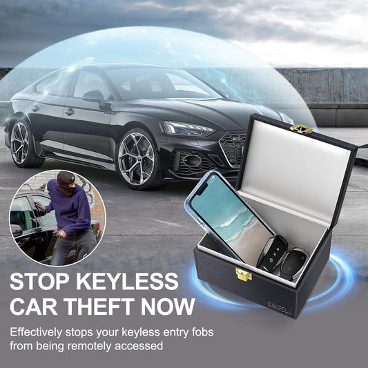 Samfolk Faraday Box with 2 Faraday Bags, Faraday Box for Car Keys, RFID Key Fob Protector Anti-Theft Key Fob Box, Anti-Theft Cages for Car Keys, Phone and Credit Card