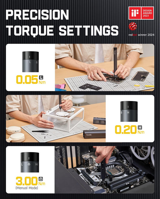 Fanttik NEX E1 Max 3.7V Mini Precision Electric Screwdriver, 50-in-1 Magnetic Bits, 2 Torque Settings, Pop-Up Magnetic Case, 5/32''Hex, Repair Tool Set for Phone Camera Laptop Watch