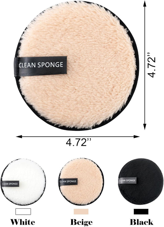 6 PCS Makeup Remover Pads Reusable Double-Sided Facial Cleansing Puffs Round Make Up Remover Pads for All Skin Types - 3 Colors