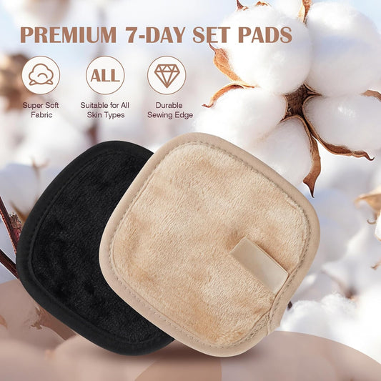 Orighty Makeup Remover Cloths 7-Day Set, Premium & Reusable Makeup Remover Pads, Erase Makeup With Just Water, Makeup Set For Eyes, Lips, Foundation and more, Ideal Choice For Women (Neutrals)
