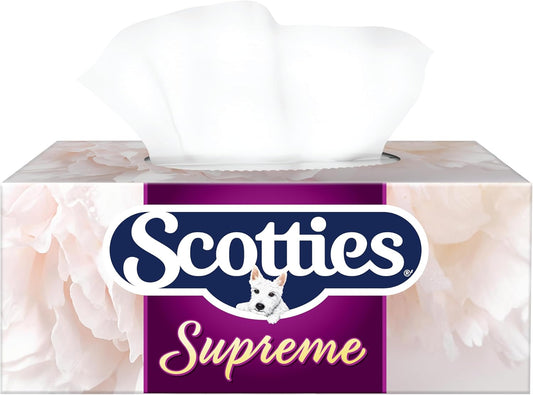 Scotties Supreme 3 Ply Soft & Strong Facial Tissue, Hypoallergenic and Dermatologist Tested, 6 Boxes, 81 Tissues per Box