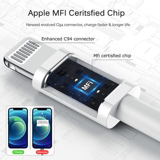iPhone Charger Cord Lightning Cable (Apple MFi Certified) 6/6/10ft 3 Pack iPhone Cable Fast Charging Long Apple Charger Cable for iPhone 13 13 Pro 12 Pro 11 SE Max XS XR X, iPad Mini Air, iPod, AirPod