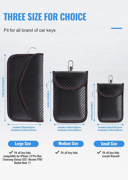 Faraday Pouch for Car Keys, Faraday Bag, Car RFID Signal Blocking Holder, Key Fob Protector, Key fob cage Block Signal Anti-Theft Fob Case (2 Pack)
