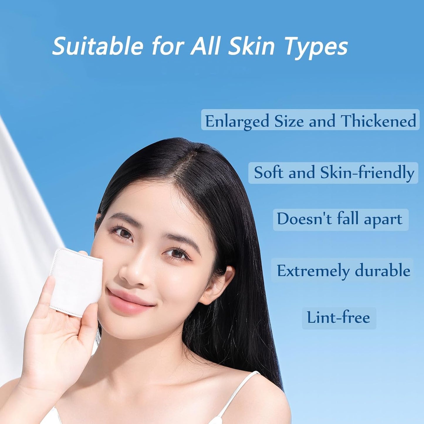 Square Cotton Pads 150 Counts Lager Size 100% Cotton Makeup Remove Pads Not to Shed or Fall Apart Face Cotton Pads Triple-Layer Design for Daily Skin Care,Lint-Free, 2.75''X2.95'' Brand: ZORLYS