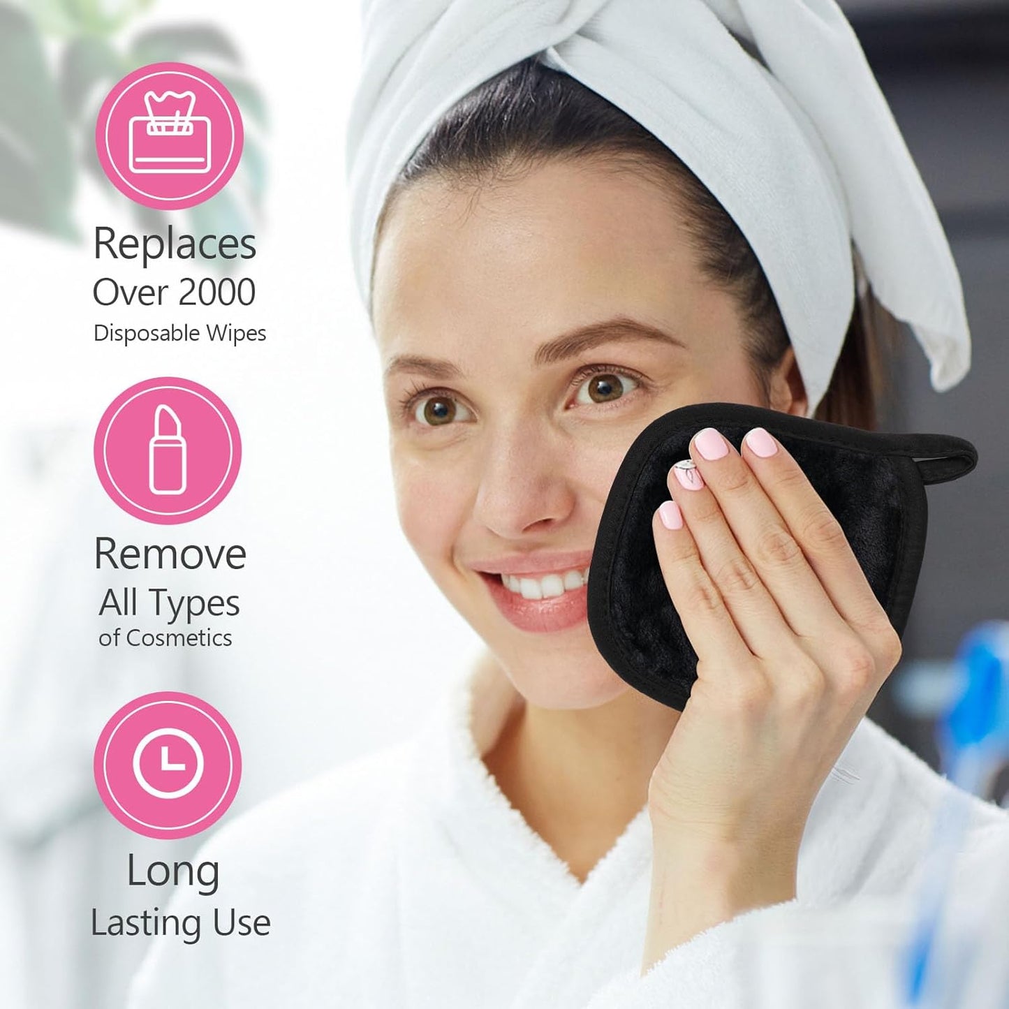 Orighty Makeup Remover Cloths 12 Pack, Makeup Removal Face Cleansing Cloth, Reusable Makeup Remover Pads Remove Instantly Dirt with Just Water, 5 x 5 in (Black)