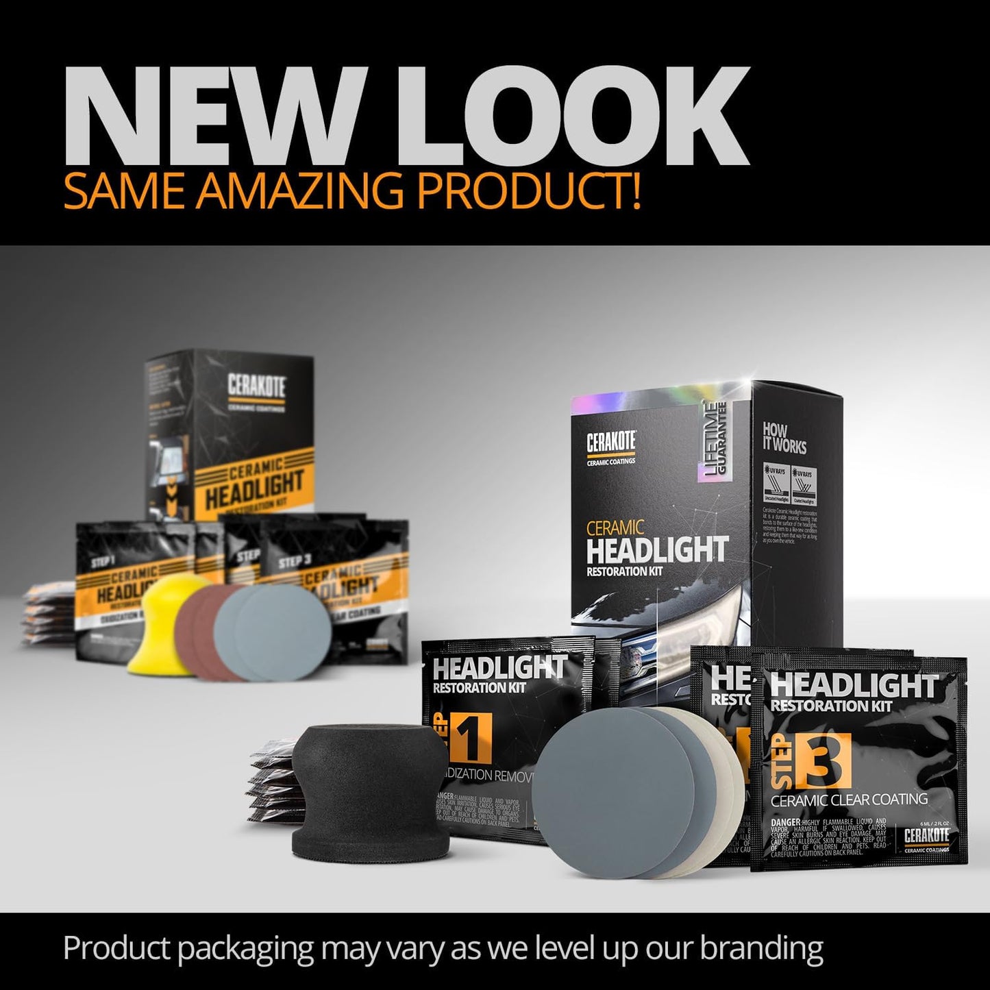 CERAKOTE® Ceramic Headlight Restoration Kit – Guaranteed To Last As Long As You Own Your Vehicle – Brings Headlights back to Like New Condition - 3 Easy Steps - No Power Tools Required