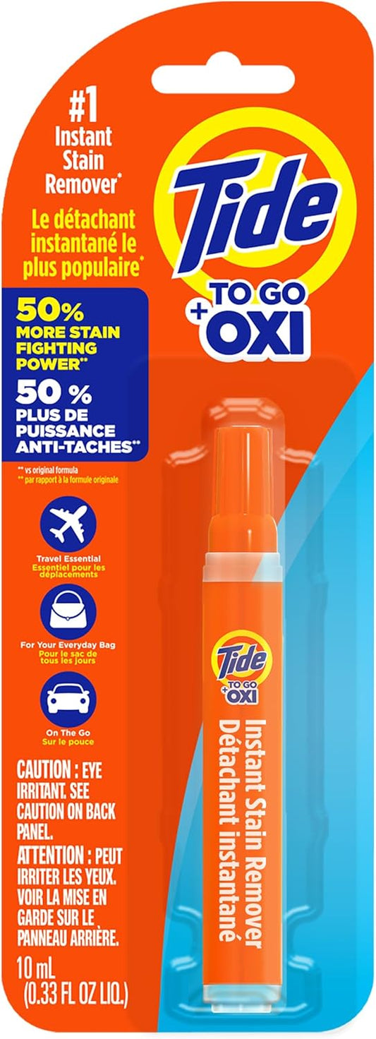 Tide To Go Instant Stain Remover, Tide Pen Stain Remover for Clothes, Instant Stain Remover Pen & Spot Cleaner, Portable & Travel-Friendly, Works on Food & Drink Stains, 1 Count Pack