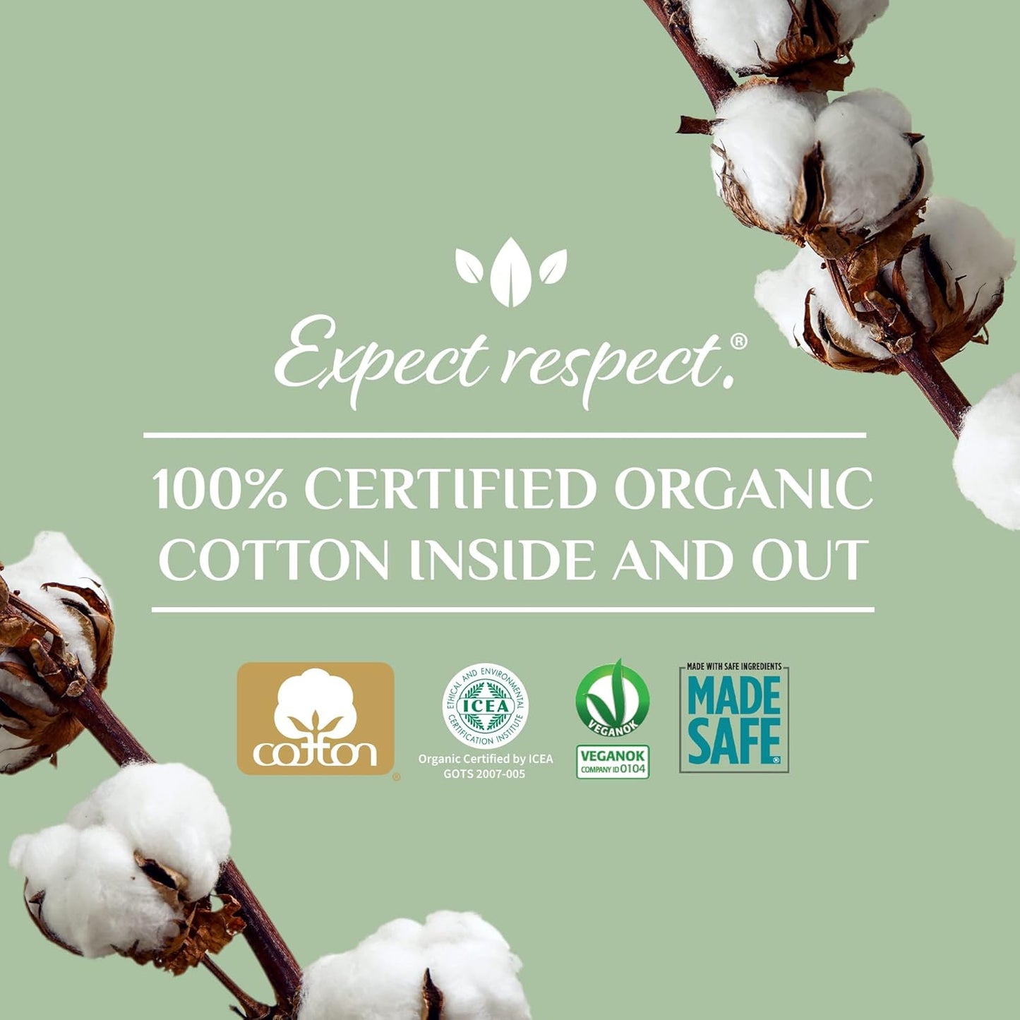 Organyc 100% Certified Organic Cotton Makeup Pads – Natural Unbleached Makeup Remover Rounds (70 Count)