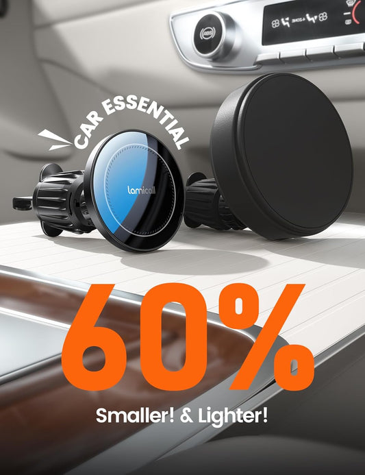 Lamicall 15W for Magsafe Car Mount Charger - Wireless Vent & Dashboard Magnetic Phone Holder Charger, for iPhone 17, 17 Pro, 17 Pro Max, iPhone 16 15 14 for MagSafe Accessories, Electrical Accessories