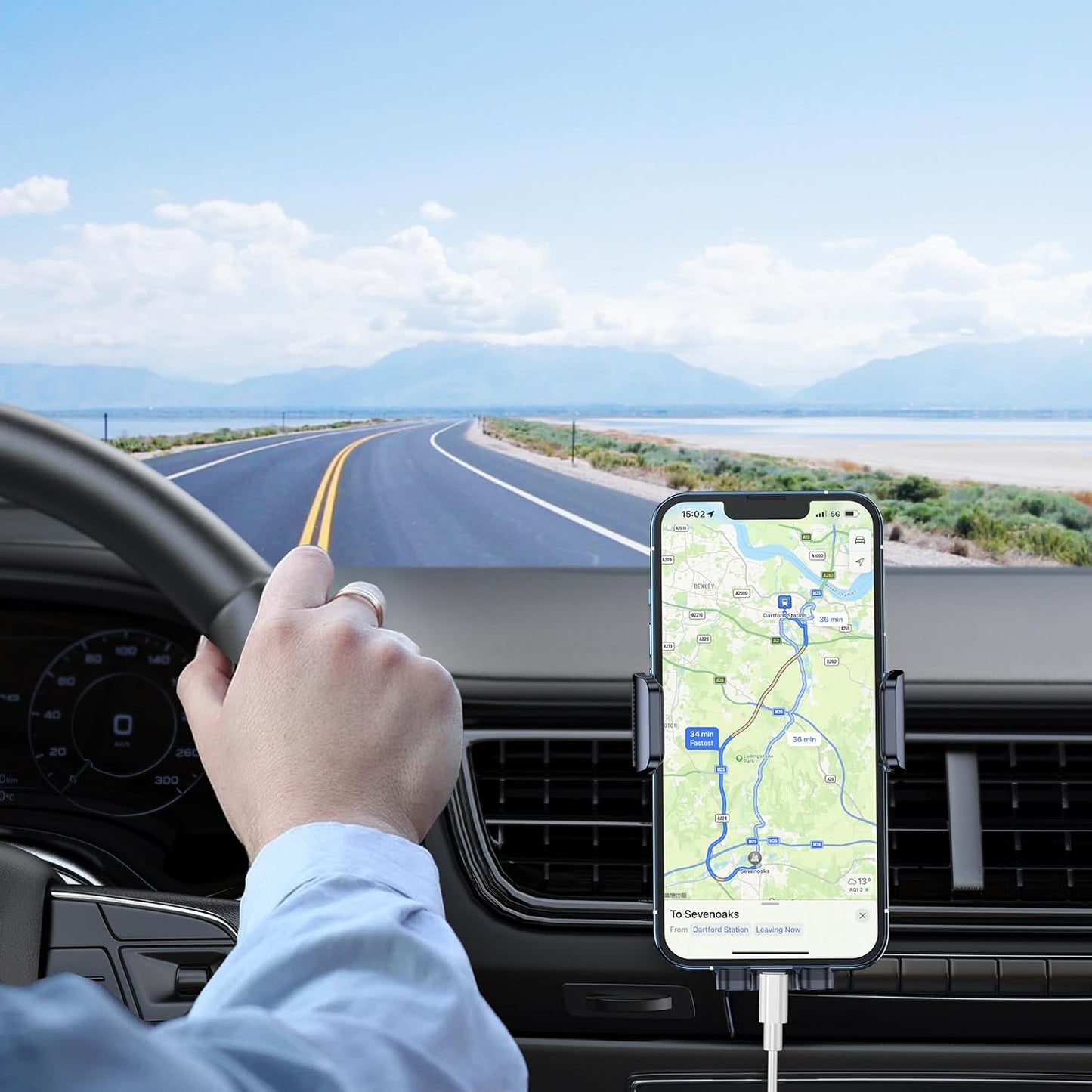 Blukar Phone Holder Car, Air Vent Car Phone Mount with Upgraded Ultra Stable Hook Clip, 360° Rotation, One Button Release Cellphone Holder for iPhone, Google, Galaxy and All Mobile Phones