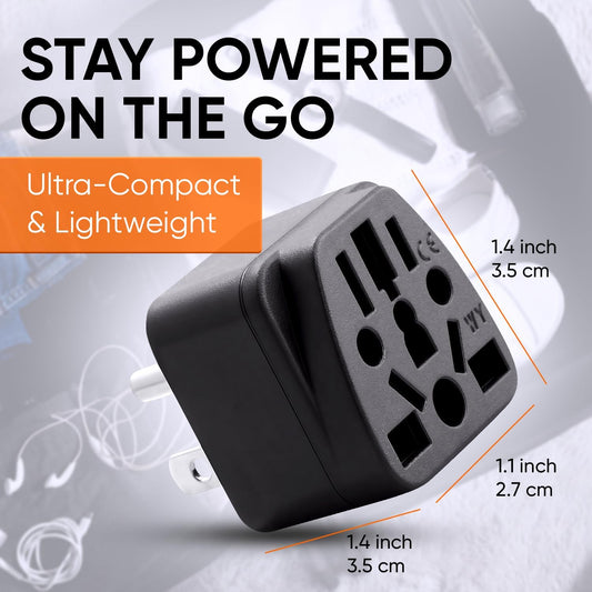 Unidapt US Canada Travel Plug Adapter EU/UK/AU/in/CN/JP/Asia/Italy/Brazil to USA Type B, Unidapt Grounded USA Canada Wall Plug, EU to US Travel Adaptor and Converter, Power Outlet Wall Charger (1)