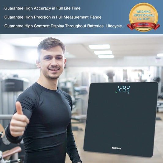 Homebuds Digital Weight Scale, High Precision in 0.1lb by Our Professional Scale Factory Since 2001, Scale Body Weight LED Display and Step-On, 3*AAA Batteries Included, 400lb/182kg, Blue