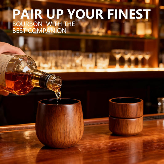 2 Pack Charred Wooden Bourbon Drinking Glass Bourbon Gifts for Men | Oak Old Fashioned Whiskey Tumbler For Dad | Great Whiskey Gifts for Men Who Have Everything | Perfect Presents For Dad or Boyfriend