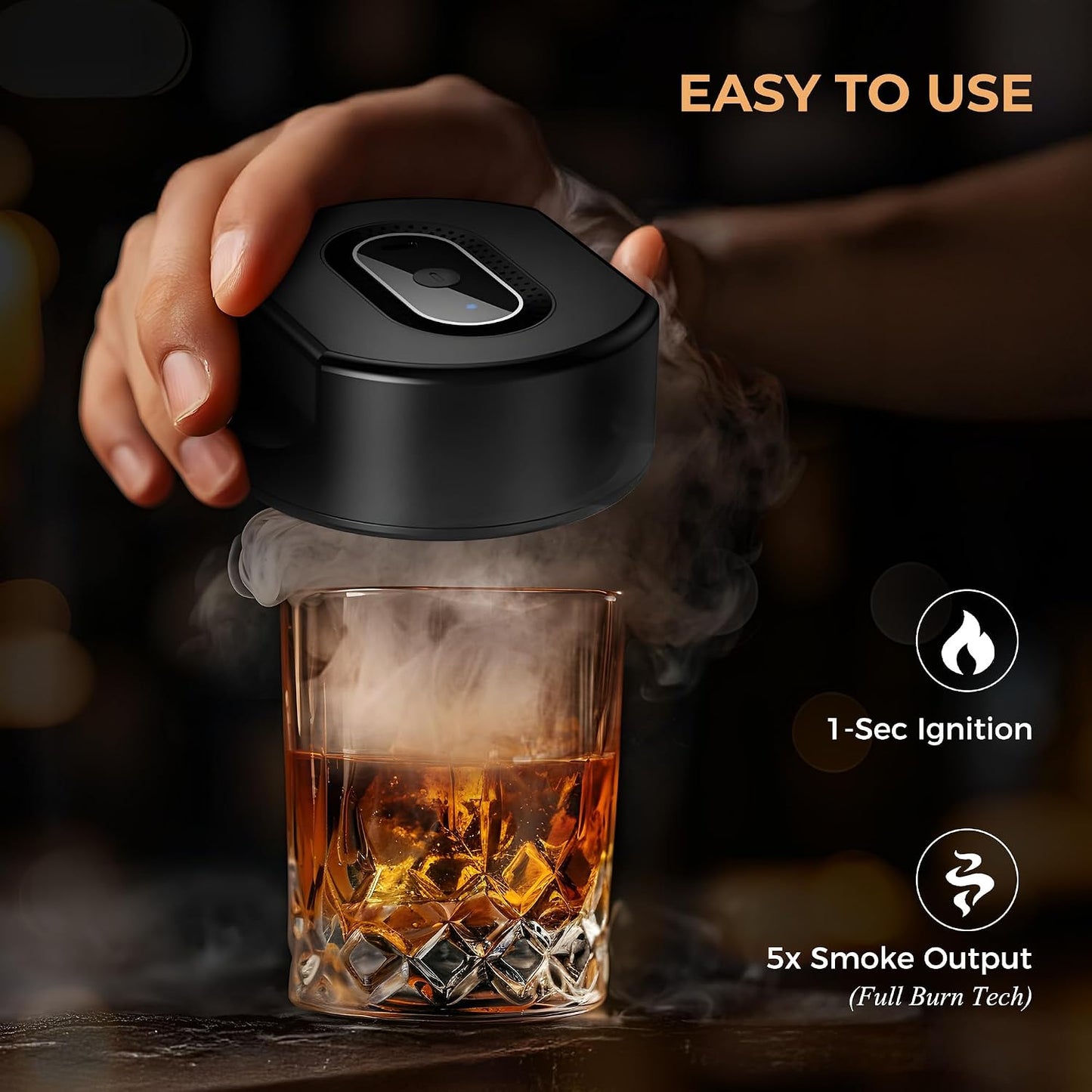 Whiskey Smoker Kit -Electric Cocktail Smoker Kit with 6 Flavors Wood Chips, Rechargeable Old Fashioned Smoker Kit, Bourbon Smoker Kit, Drink Smoker Kit Gifts for Men/Dad/Husband
