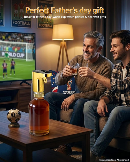 Fathers Day Gift|World Cup Viewing Party Supplies,5-in-1 Electric Wine Decanter & Smart Liquor Dispenser,Automatic Aerator&Pourer with 1-999ml Precision Dosing|Gift for Men,Dad,Whiskey Lovers(Gold)
