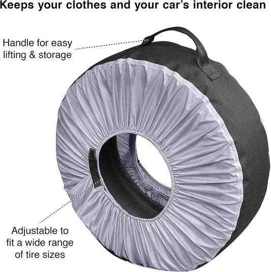 Kurgo Seasonal Tire Totes, Spare Tire Cover, Portable Wheel Bags, Winter Tire Cover, Handle for Easy Transportation, Universal Fit, Machine Washable, Fits Tires 22€ to 31€, Includes 4 Tire Totes