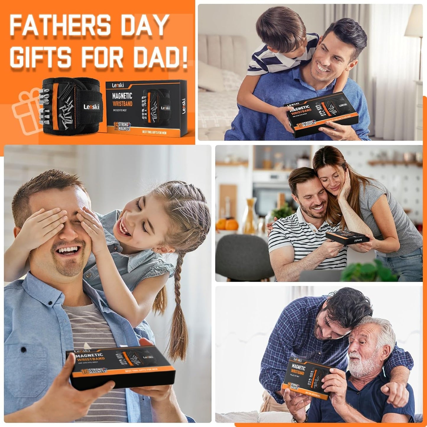 Lenski Fathers Day Gift Ideas, Magnetic Wristband Father's Day Gifts for Dad, Dad Gifts for Men Dad Him Husband, Birthday Gifts for Dad Men Him, Cool Gadgets for Men