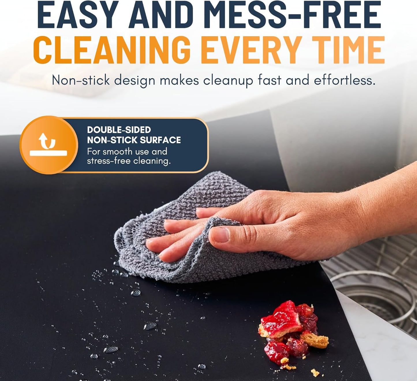 Oven Liners for Bottom of Oven - 3 Pack Large Heavy Duty Mats, 16.25”x23” Non-Stick Reusable Liner for Electric, Gas, Toasters, Grills - BPA & PFOA Free Kitchen Accessory to Keep It Clean (Black)