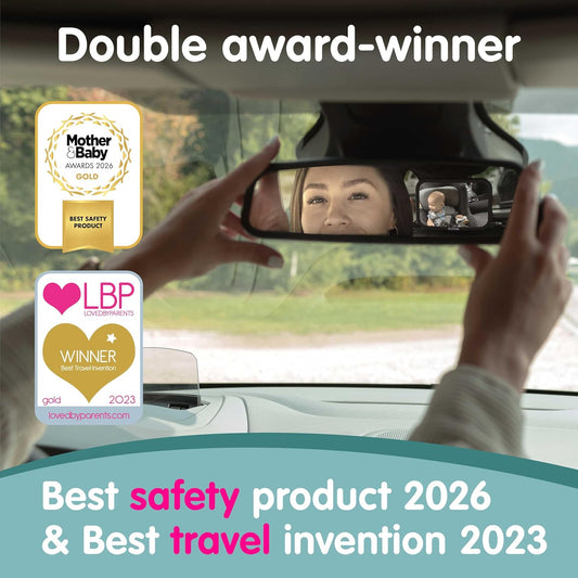 Onco Baby Car Mirror for Back Seat - Double Award-Winning, 100% Shatterproof Mirror, 360° Baby Must Haves, New Born Essentials, Car Mirror Rear Facing, Universal & Shake-Proof
