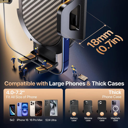 Miracase Phone Holder for Your Car, GPS Vehicle Mounts with Suction Cup Base & Vent Hook, Long Adjustable Arm & 360° Rotation for Multiple Viewing Angles, Compatible with 4-7.2 Inch Phones